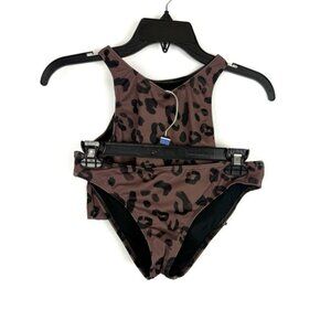 Splendid Girl’s Brown/Black Two Piece Swimsuit Set Size 14